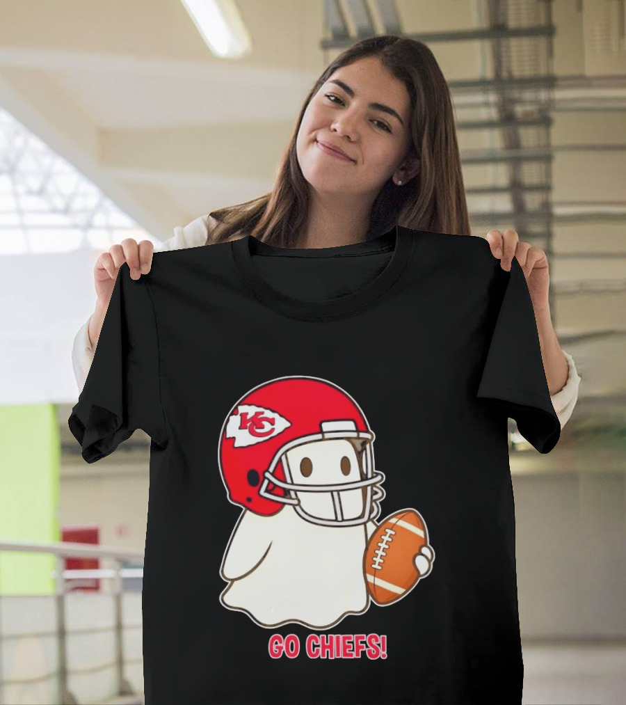 Kansas City Chiefs Go Chiefs Halloween Ghost Football Helmet T-Shirt