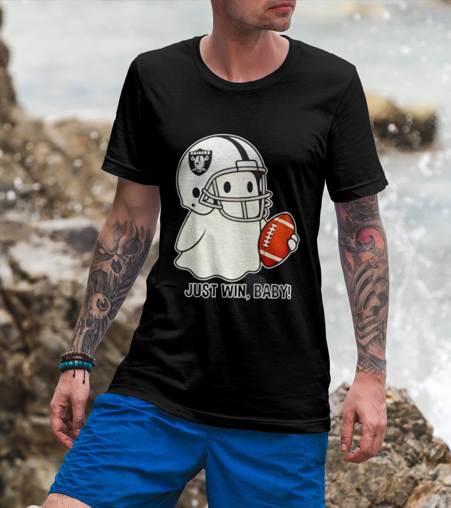 Las Vegas Raiders Just Win Baby Ghost Football Halloween 2026 T-Shirt