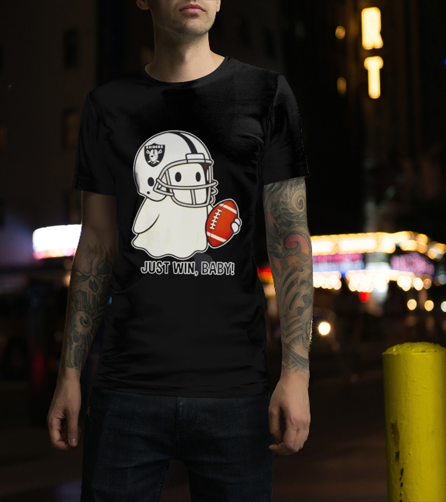 Las Vegas Raiders Just Win Baby Ghost Football Halloween 2026 T-Shirt