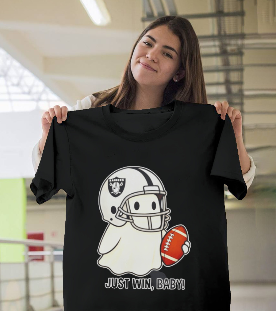 Las Vegas Raiders Just Win Baby Ghost Football Halloween 2026 T-Shirt