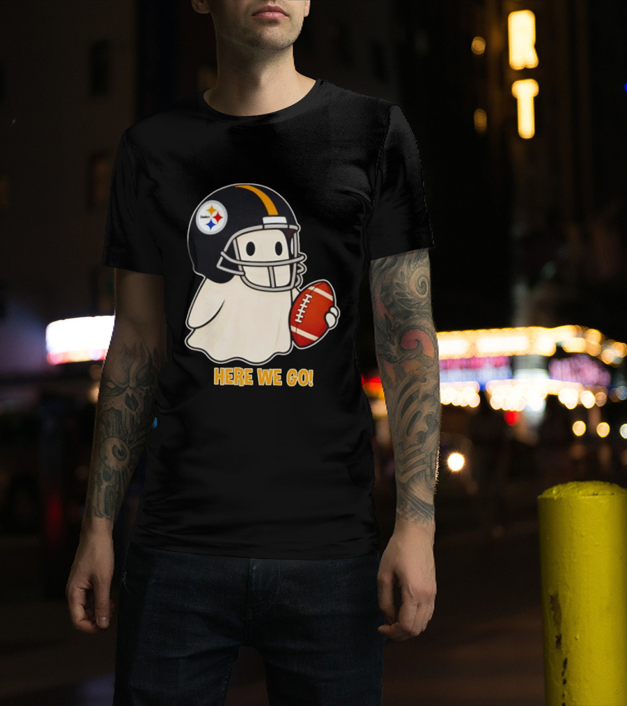 Pittsburgh Steelers Halloween Ghost Football Here We Go 2026 T-Shirt