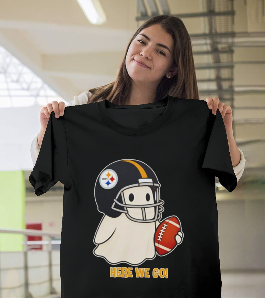 Pittsburgh Steelers Halloween Ghost Football Here We Go 2026 T-Shirt
