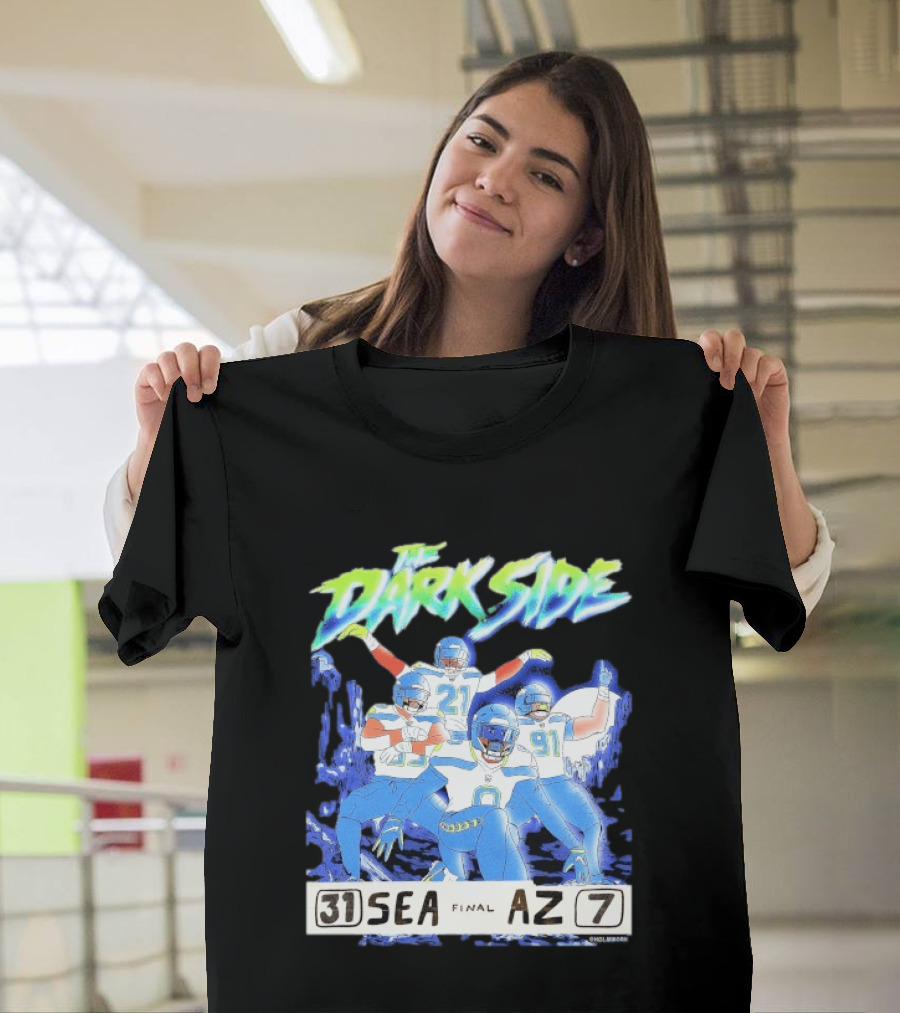 The Dark Side Seattle 31 Arizona 7 Final Score Players Celebration T-Shirt