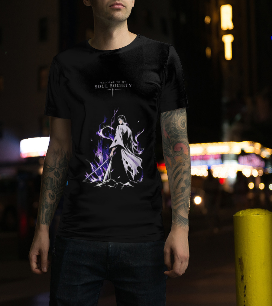 Sosuke Aizen Welcome To My Soul Society Sword Character Purple Aura T-Shirt
