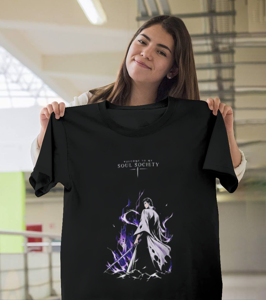 Sosuke Aizen Welcome To My Soul Society Sword Character Purple Aura T-Shirt