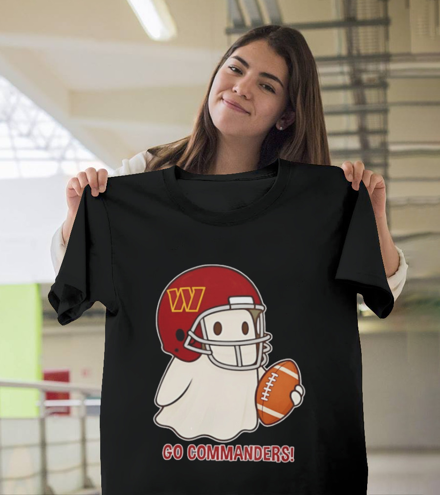 Washington Commanders Halloween Ghost Football Go Commanders 2026 T-Shirt
