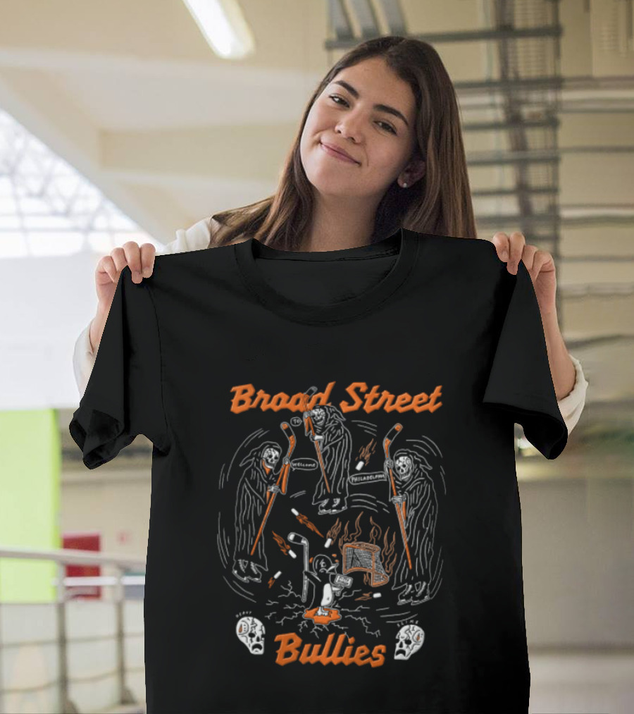 Broad Street Bullies Philadelphia Flyers Grim Reapers Hockey Sticks NHL Penguins T-Shirt
