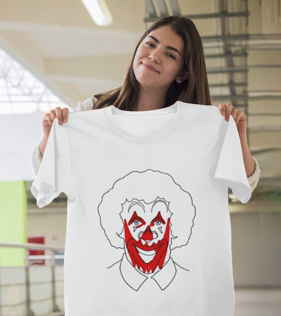 Asspizza Store Ronald Clown Face Drawing Red Lips White Collar T-Shirt