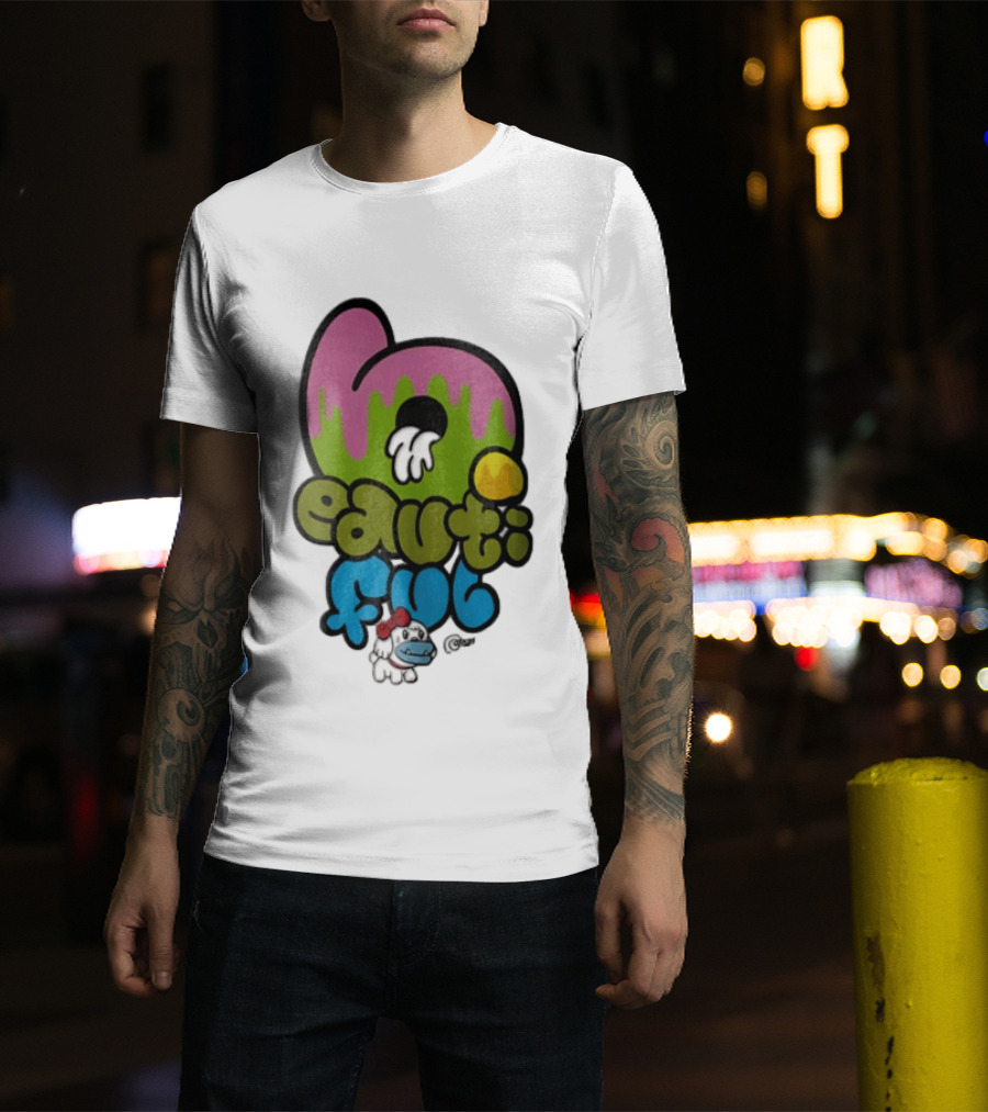 Beautiful Graffiti Lettering Dripping Paint Cartoon Dog With Spray Can T-Shirt