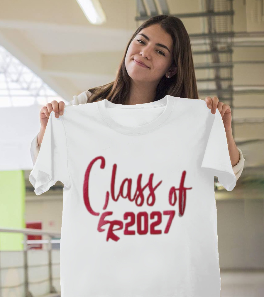 Class Of 2027 Red Script Numbers T-Shirt