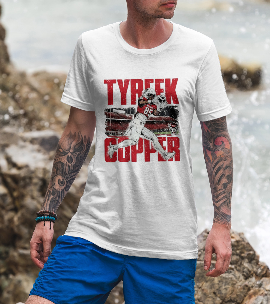 NCAA Football NC State Wolfpack Tyreek Copper Catching Highlight Caricature T-Shirt