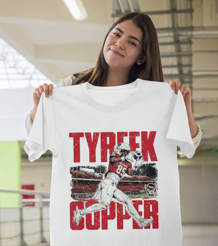 NCAA Football NC State Wolfpack Tyreek Copper Catching Highlight Caricature T-Shirt