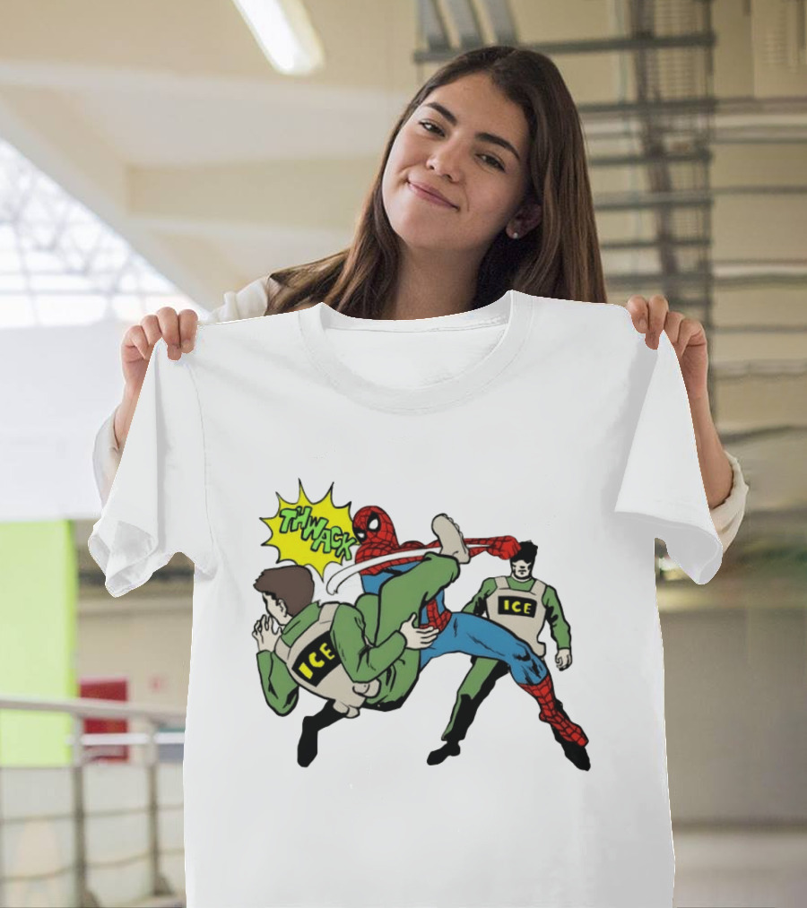 Spider Man Thwack ICE Agents Marvel Super Hero Action Scene T-Shirt
