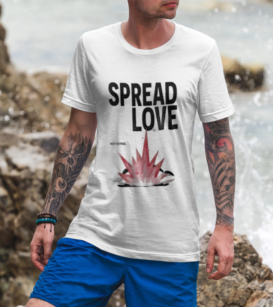 Spread Love NOT Bombs Pink Explosion Hearts T-Shirt