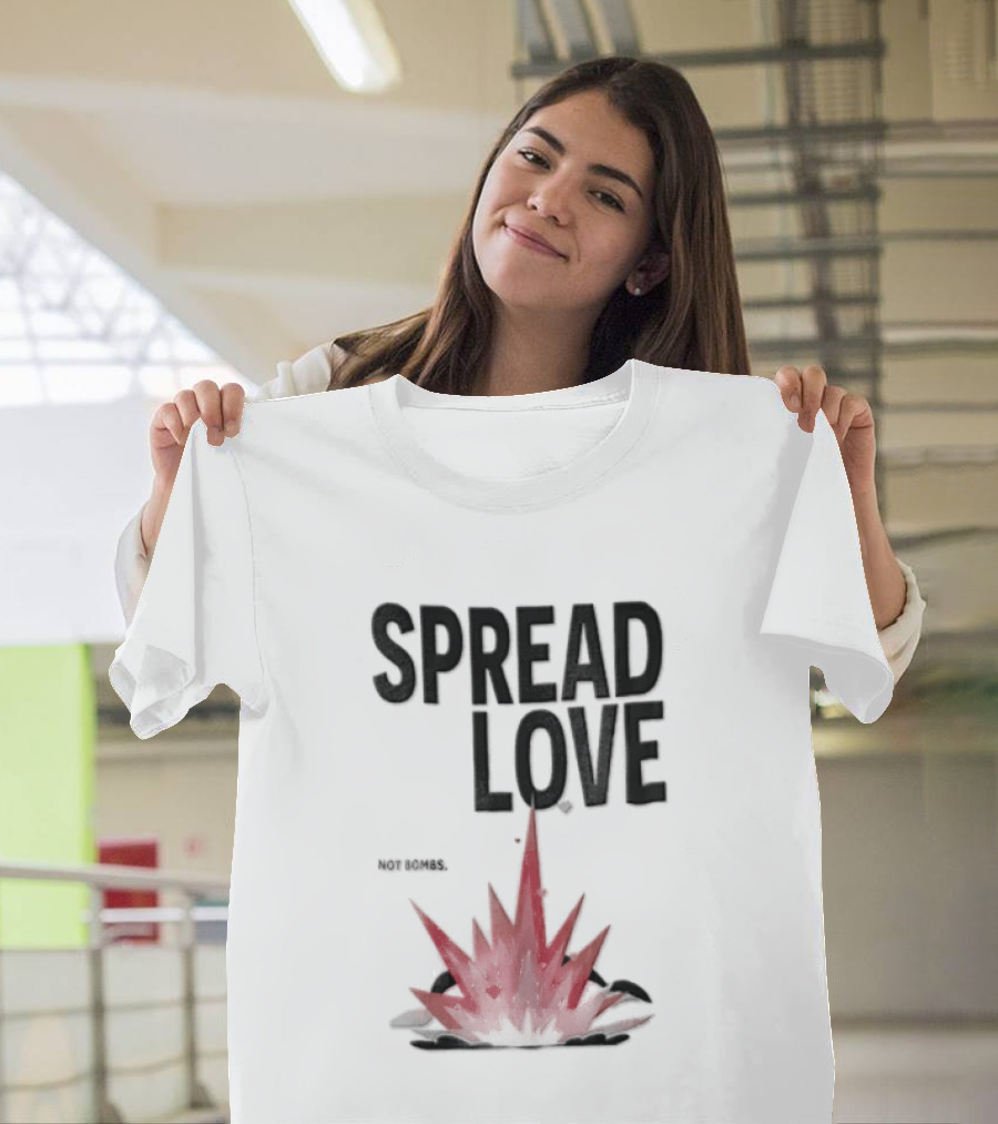 Spread Love NOT Bombs Pink Explosion Hearts T-Shirt