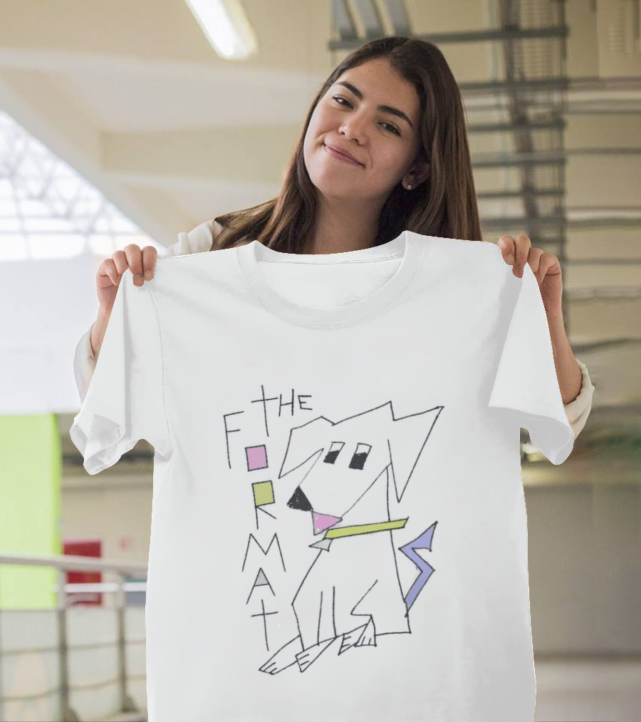 The Format Stylized Dog With Geometric Shapes Light Blue T-Shirt