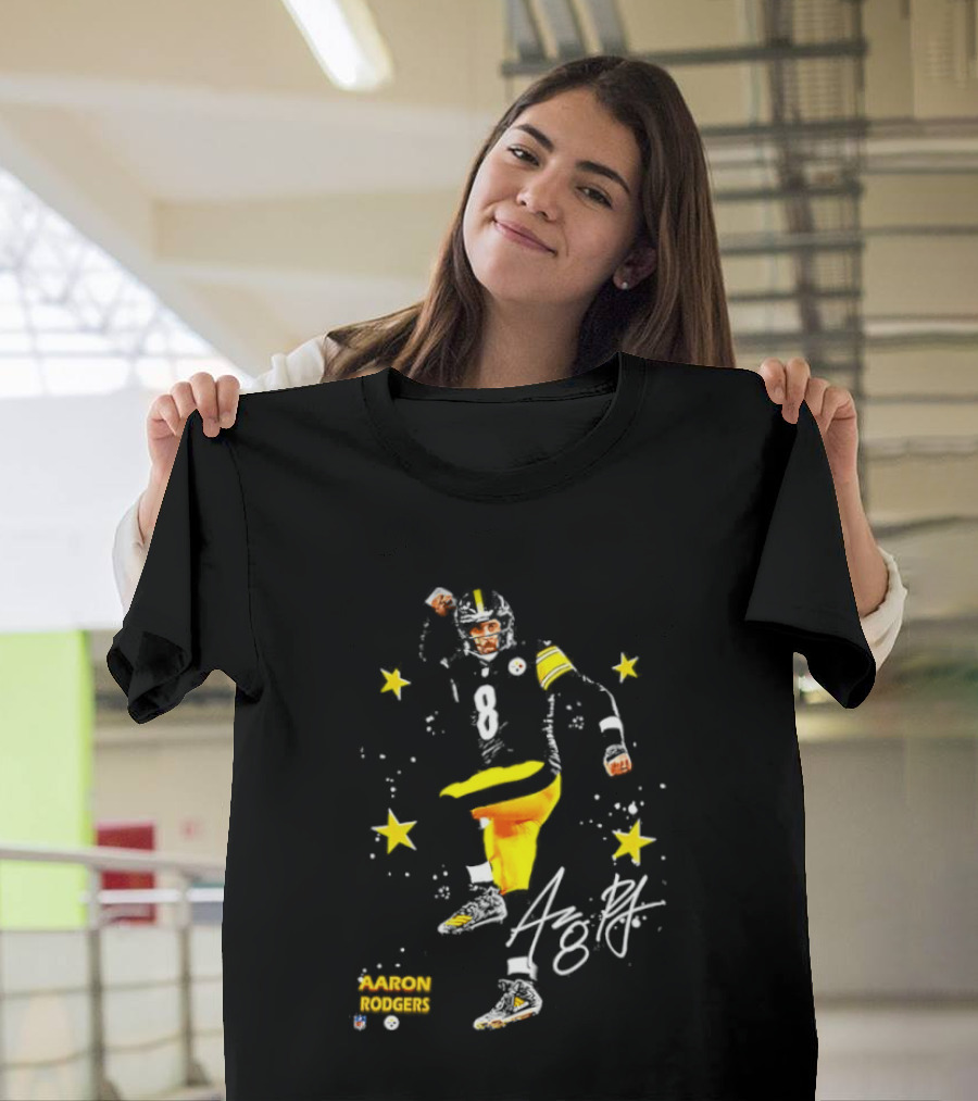 Aaron Rodgers Pittsburgh Steelers King Of The North Yellow Stars Signature T-Shirt