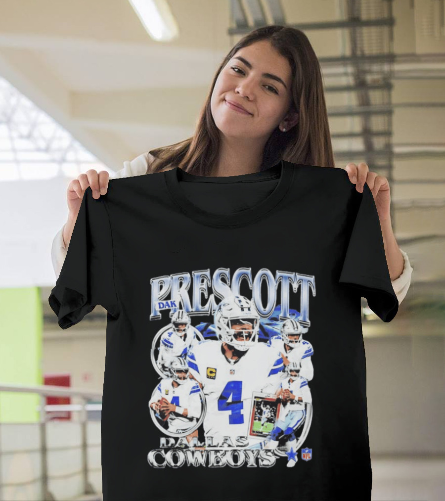 Dak Prescott Dallas Cowboys NFL Quarterback Collage T-Shirt