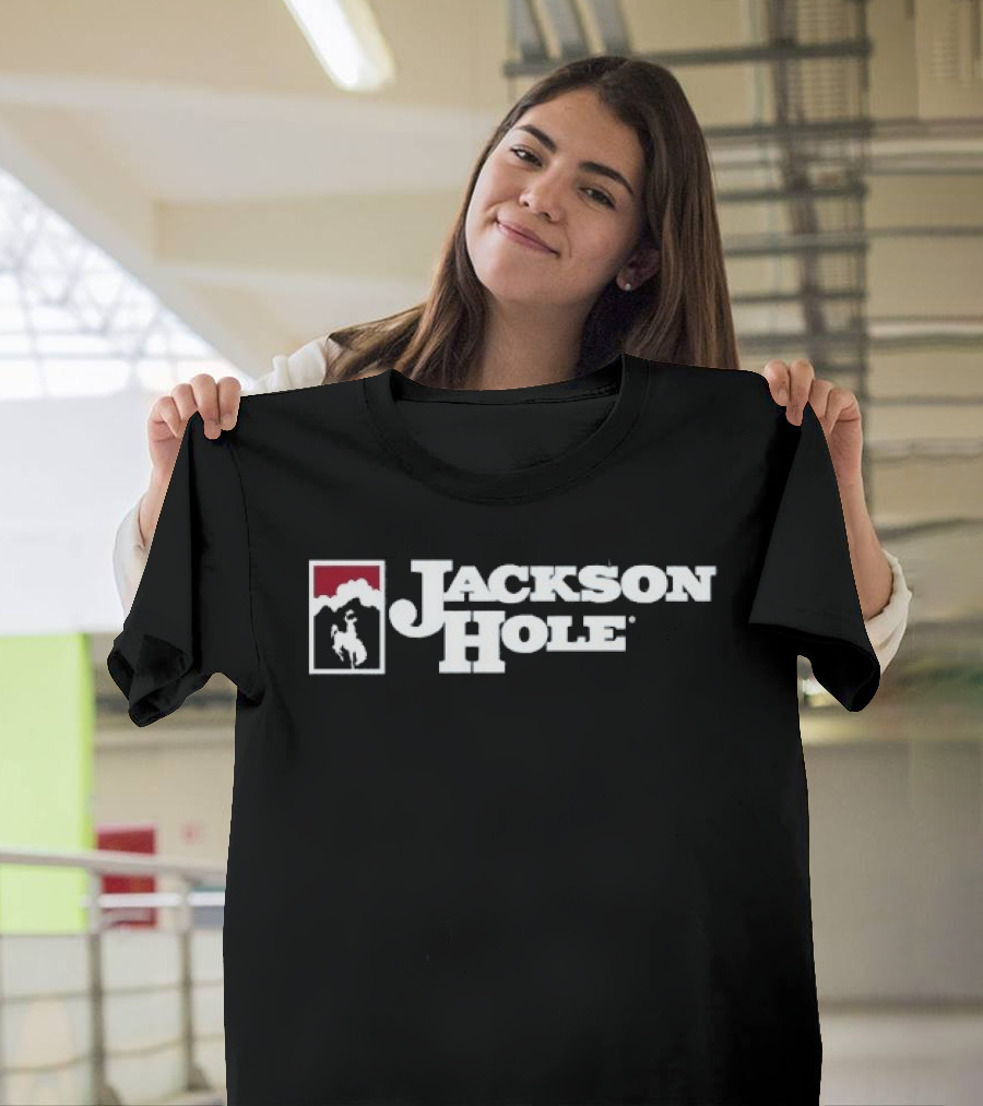 Jackson Hole Wyoming Cowboy Icon Red And White T-Shirt