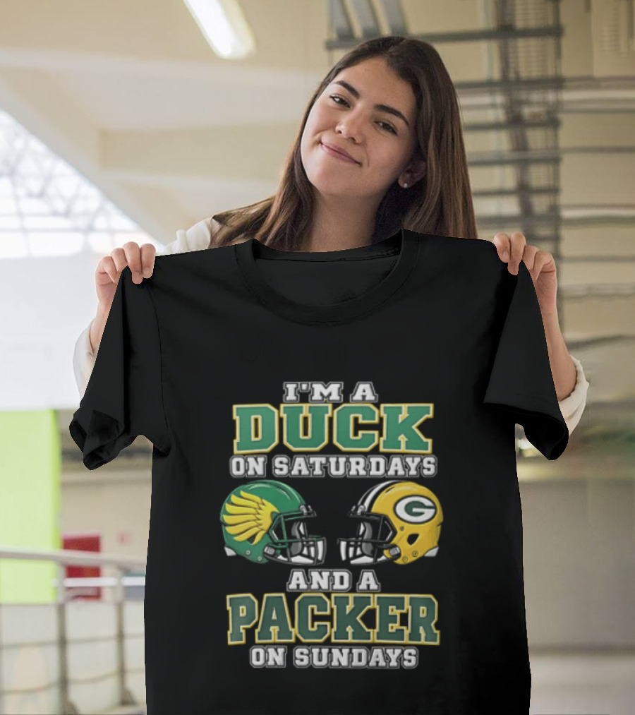 I'm A Duck On Saturdays And A Packer On Sundays Football Helmets T-Shirt