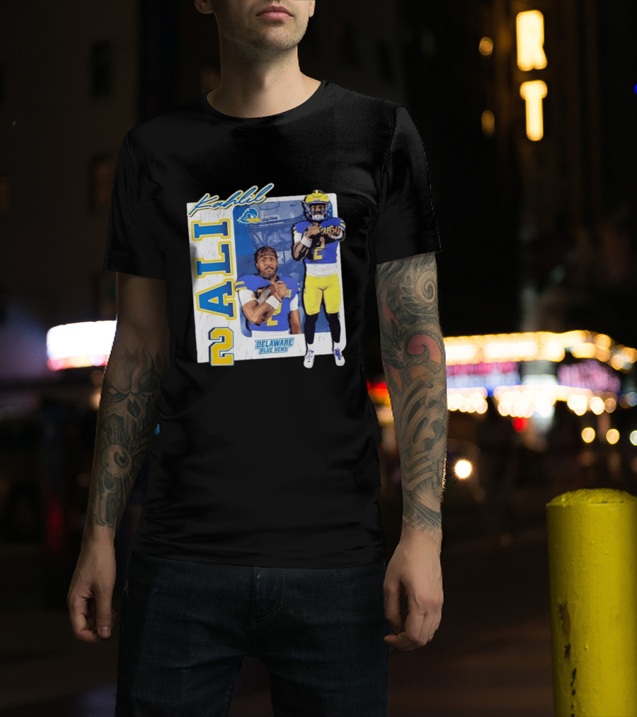 Kahlil Ali Delaware Blue Hens Football No 2 Collage T-Shirt