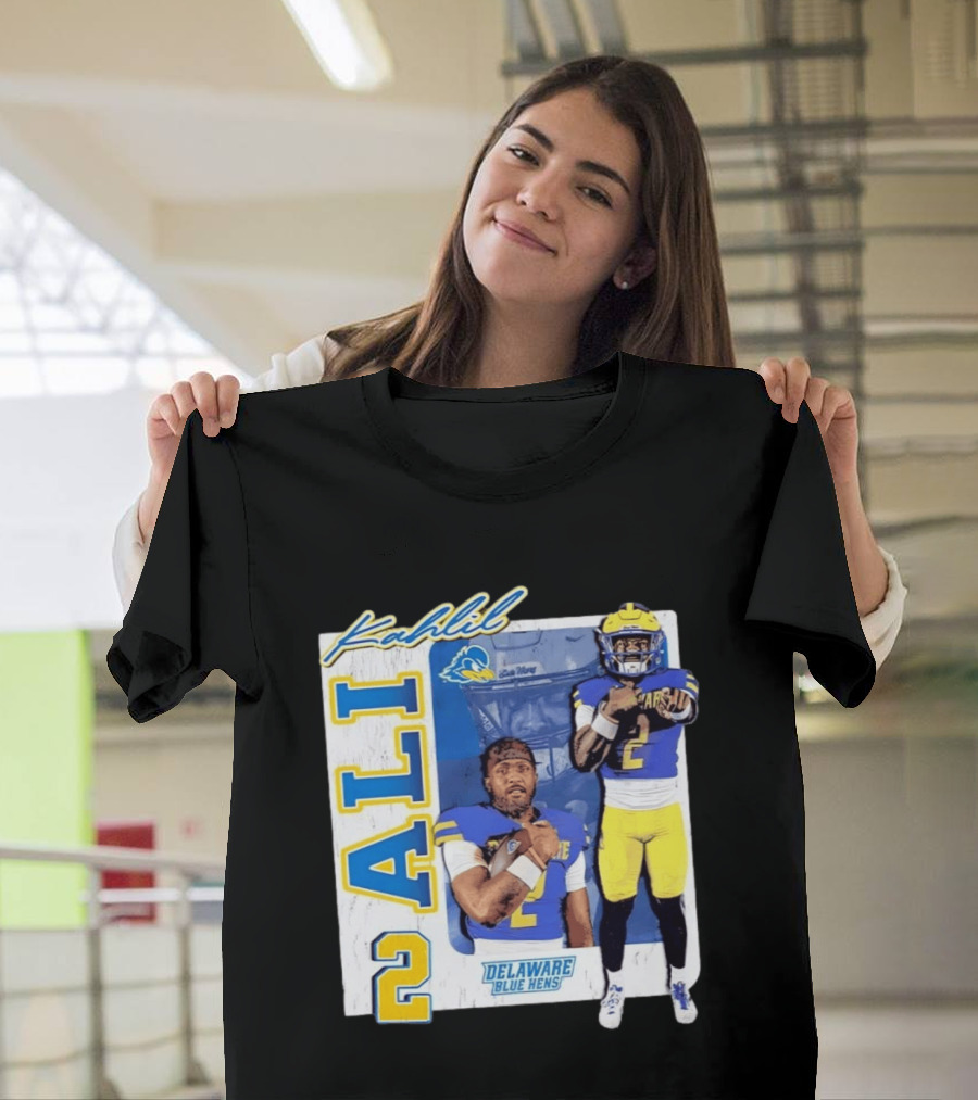 Kahlil Ali Delaware Blue Hens Football No 2 Collage T-Shirt