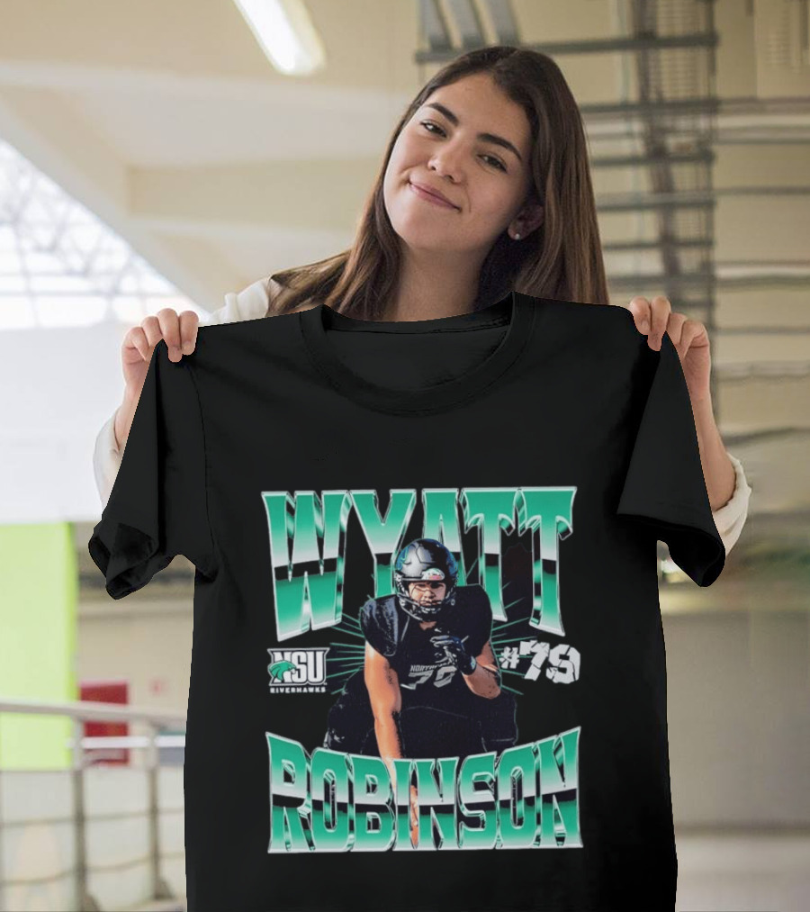Northeastern State University RiverHawks Football Wyatt Robinson #79 T-Shirt