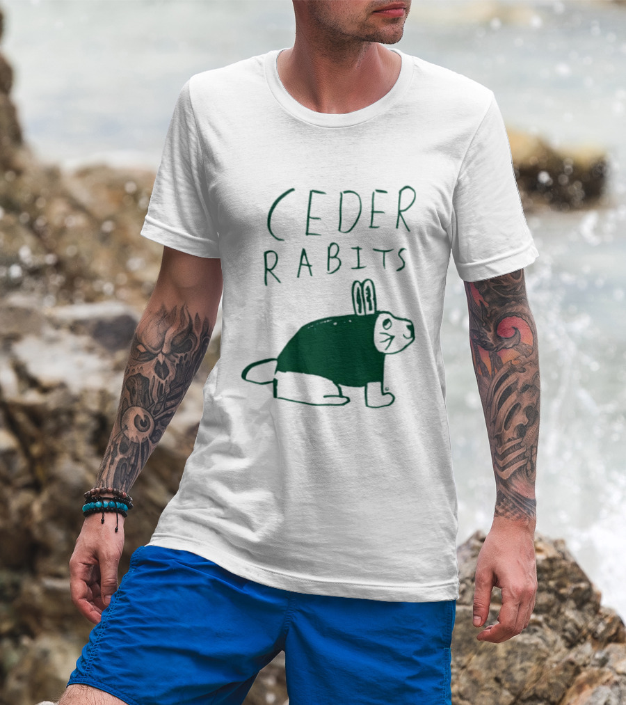 Cedar Rapids Ceder Rabits Playful Drawing T-Shirt