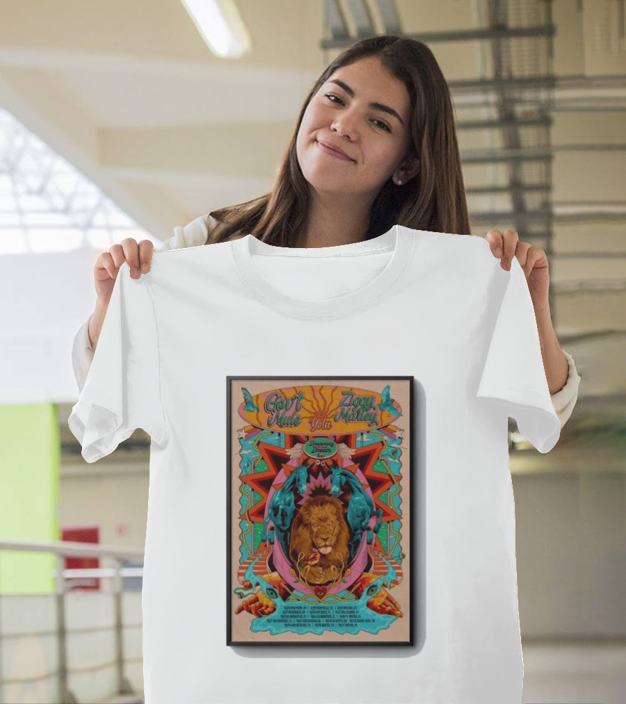Gov't Mule Ziggy Marley Yola Dreaming The Same Dream Tour 2026 Lion Art And Dates T-Shirt