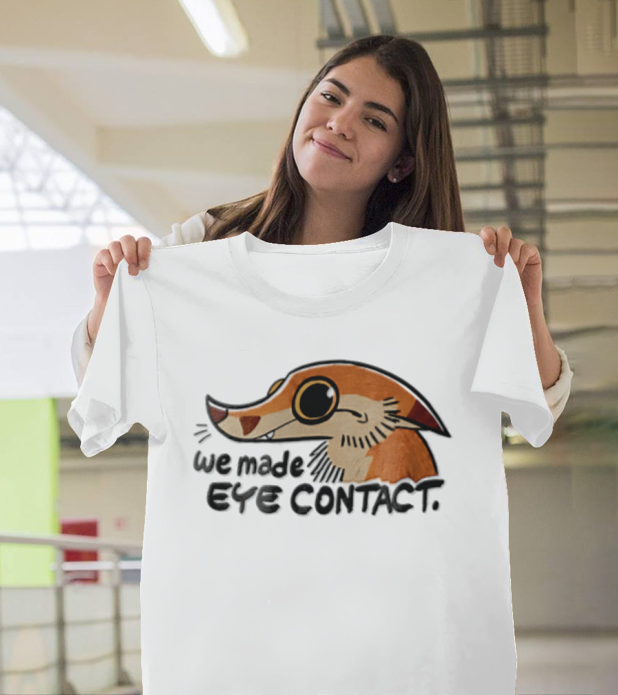 We Made EYE Contact Cartoon Orange Long Snouted Creature T-Shirt