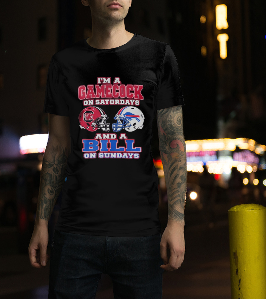 I'm A Gamecock On Saturdays And A Bill On Sundays Football Helmets T-Shirt