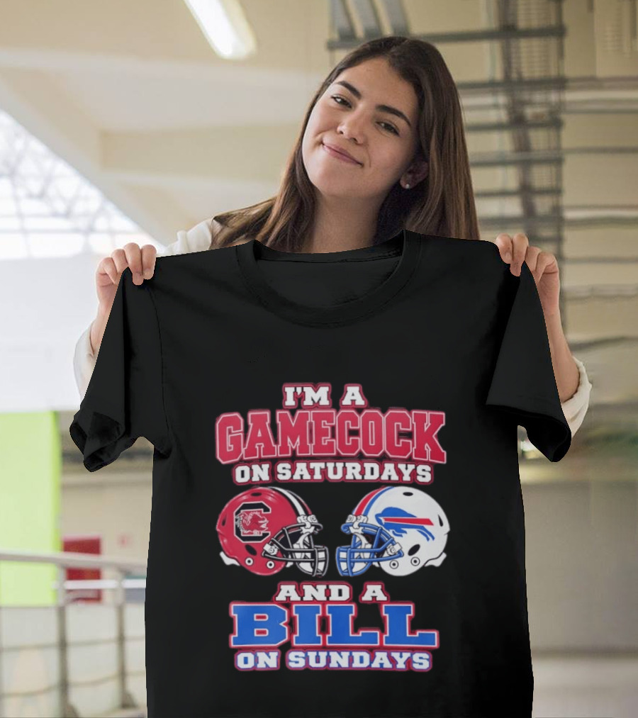 I'm A Gamecock On Saturdays And A Bill On Sundays Football Helmets T-Shirt