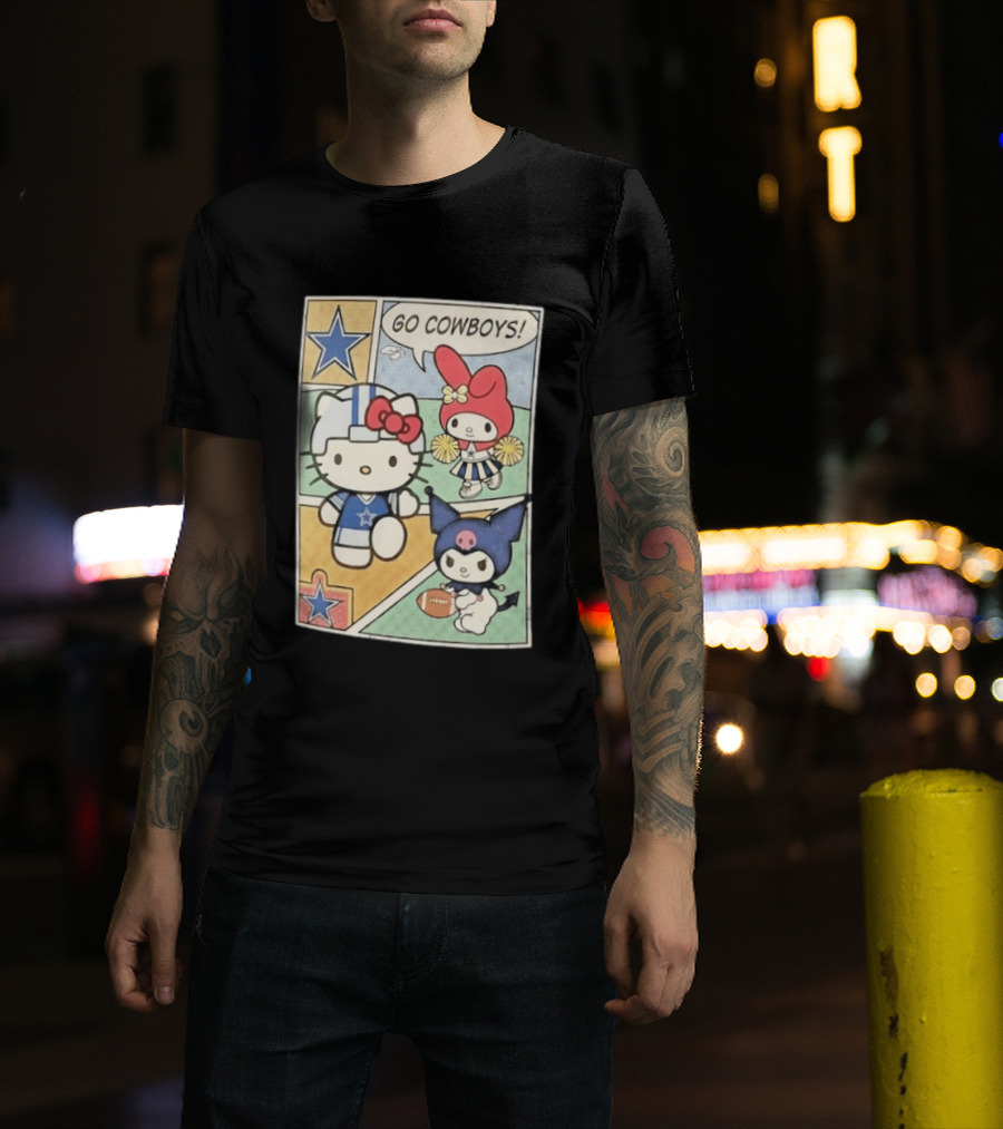 Dallas Cowboys Hello Kitty My Melody Kuromi Go Cowboys Comic T-Shirt