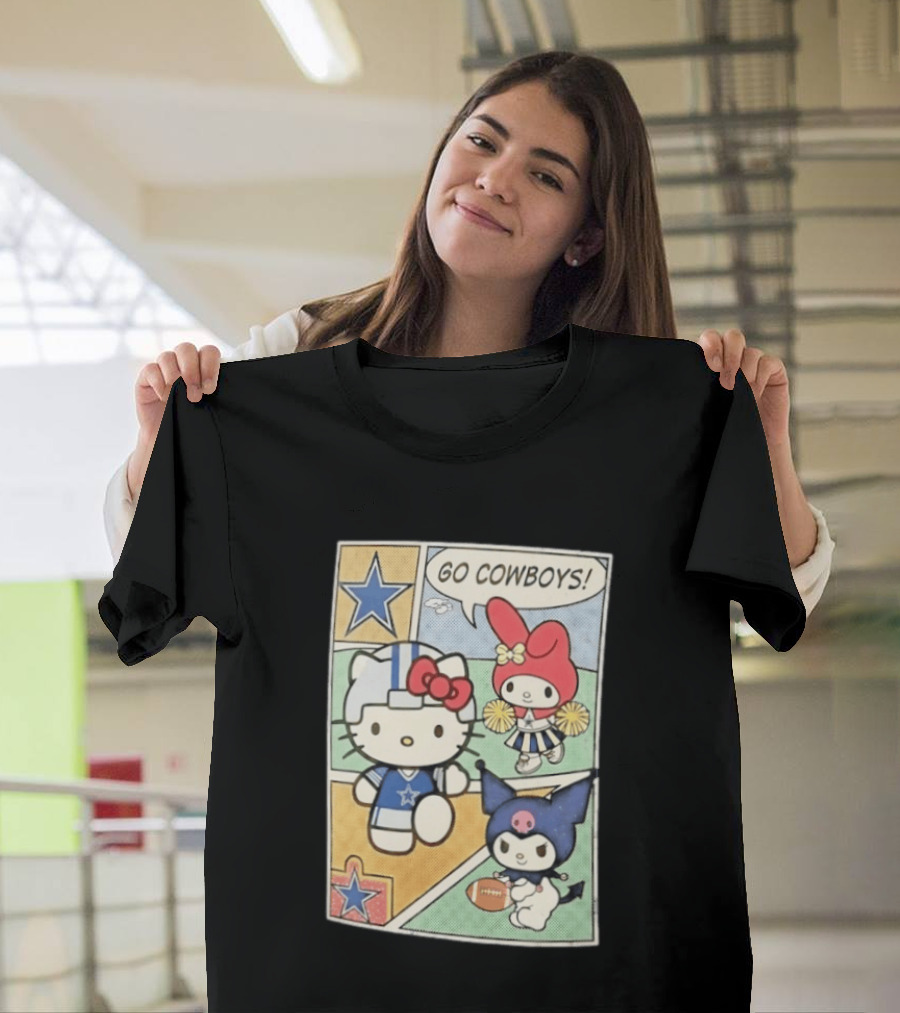 Dallas Cowboys Hello Kitty My Melody Kuromi Go Cowboys Comic T-Shirt