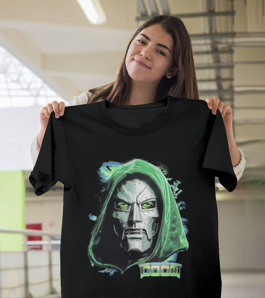 Doctor Doom Marvel Green Hooded Mask Iconic Villain T-Shirt