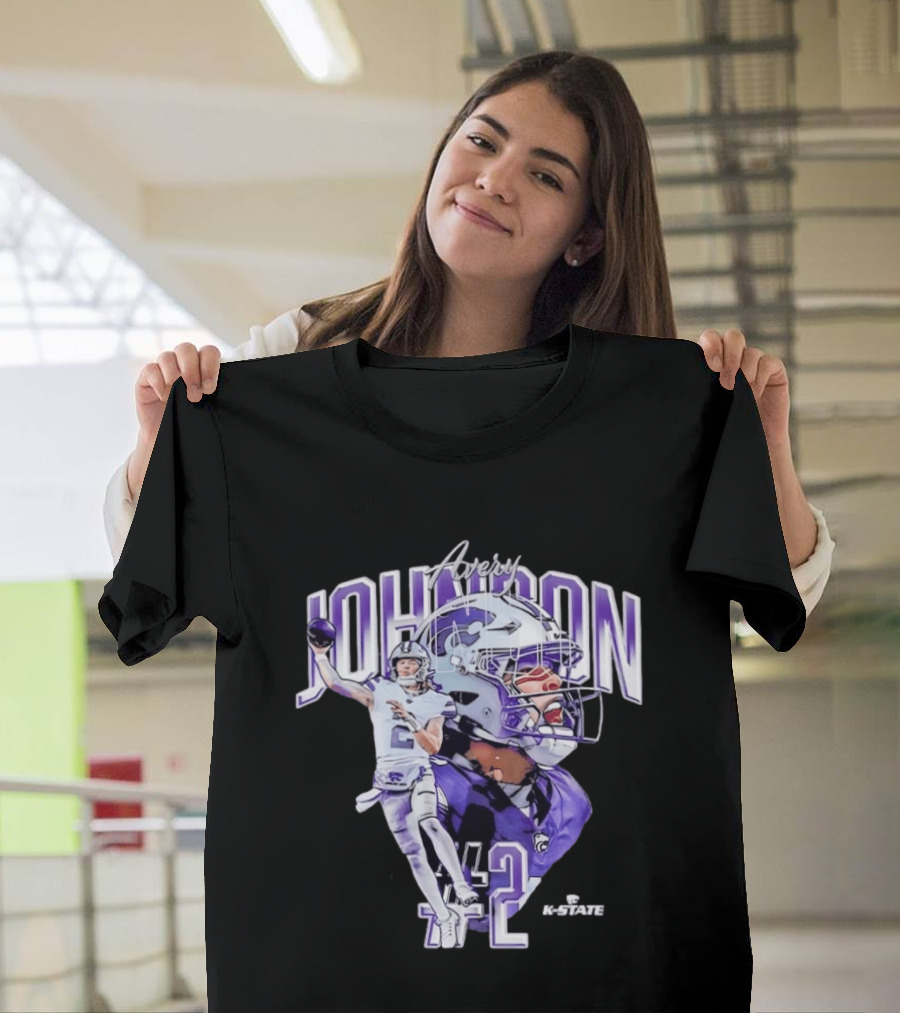 Kansas State Wildcats No 2 Avery Johnson NCAA Football Caricature K State T-Shirt