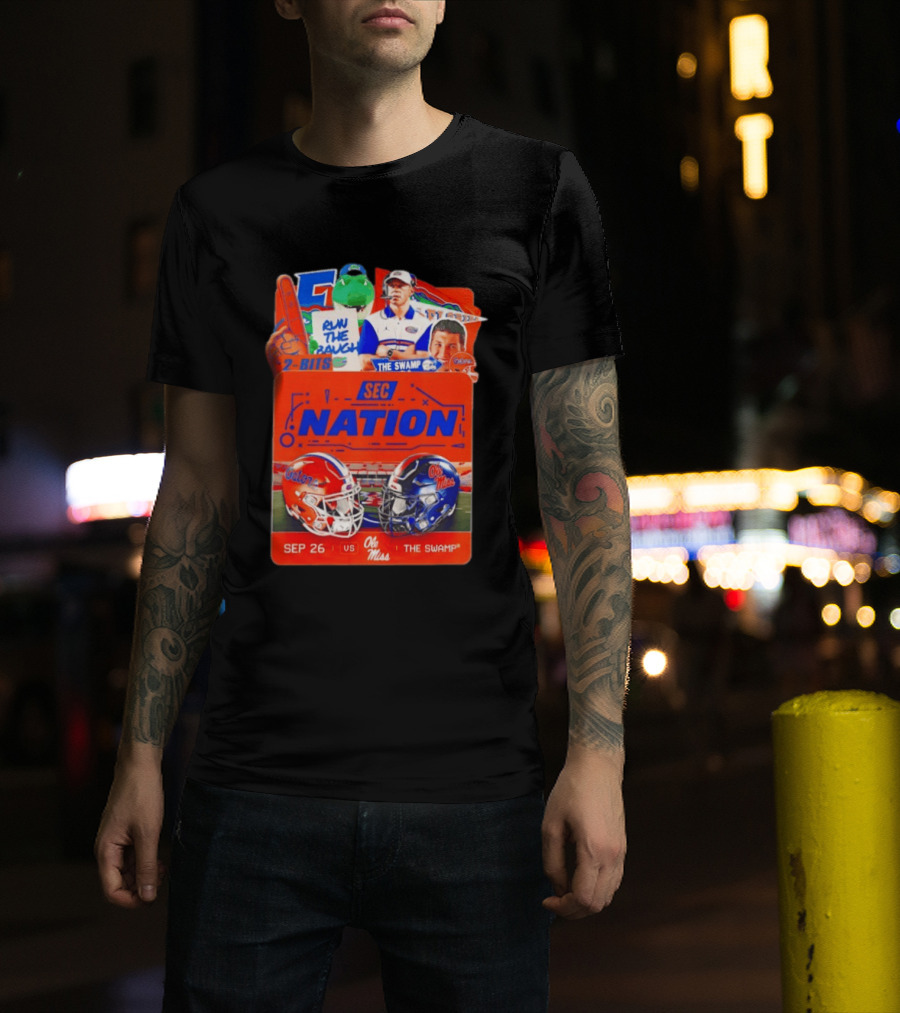 SEC Nation Florida Gators Vs Ole Miss The Swamp September 26 Helmets Football Rivalry T-Shirt