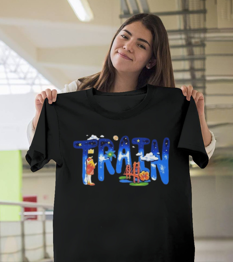 Train Trans Siberian Starry Tour 2026 Golden Gate Bridge Clouds And Stars T-Shirt
