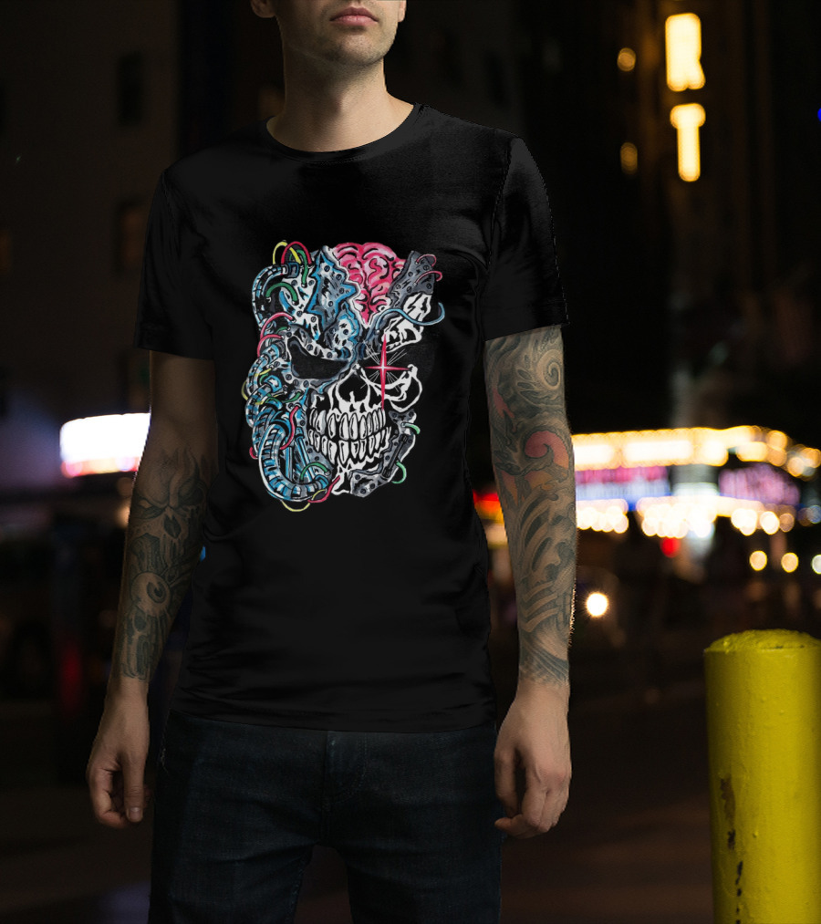 Warrenlotas Cybernetic Skull Art Piece T-Shirt