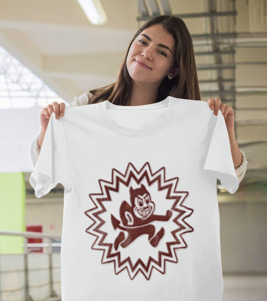 Arizona State Sun Devils Mascot Cartoon Devil Running Football Burst T-Shirt