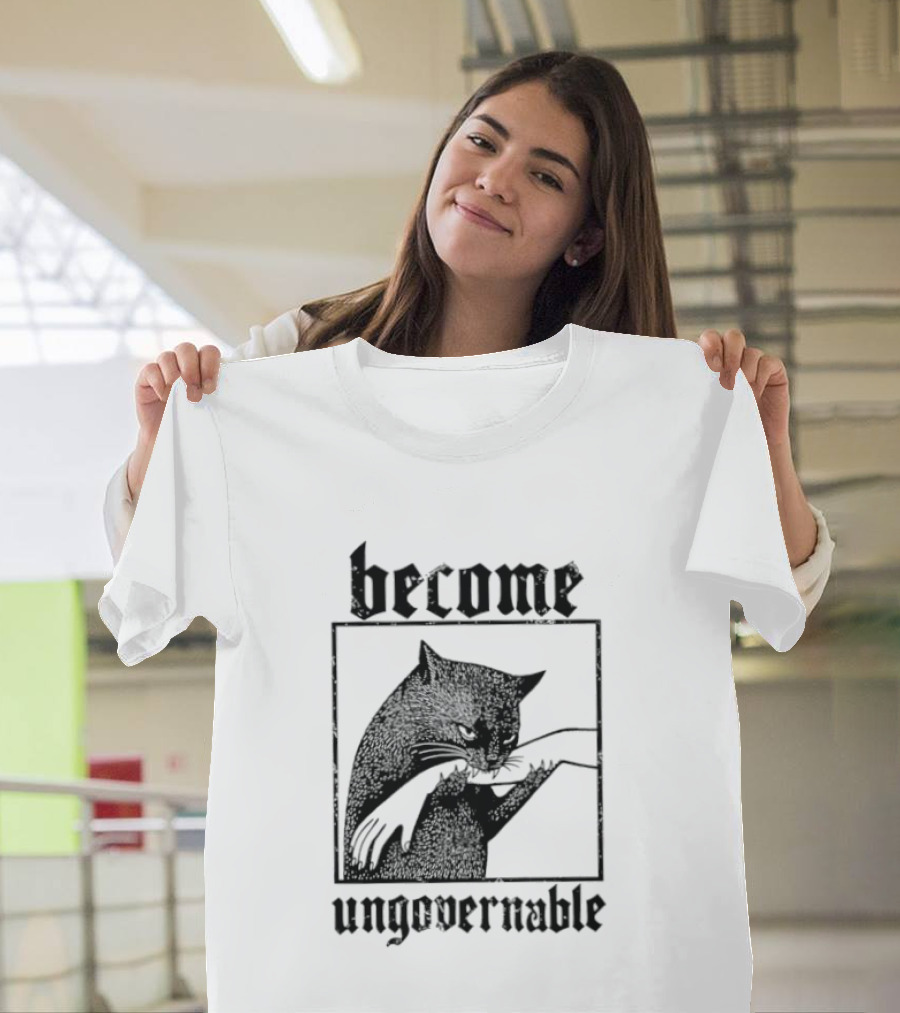 Become Ungovernable Cat Vintage Blackletter T-Shirt
