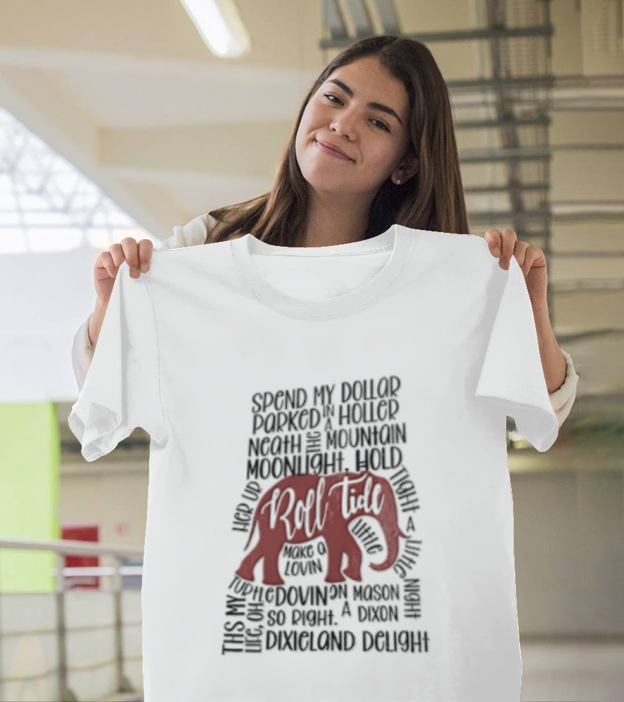 Alabama Crimson Tide Roll Tide Dixieland Delight Elephant T-Shirt