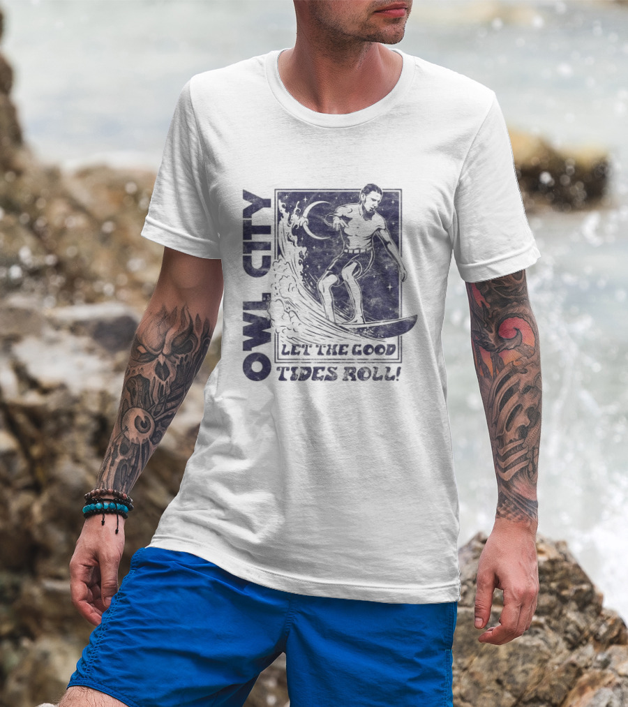 Owl City Let The Good Tides Roll Surfer Wave Adventure T-Shirt