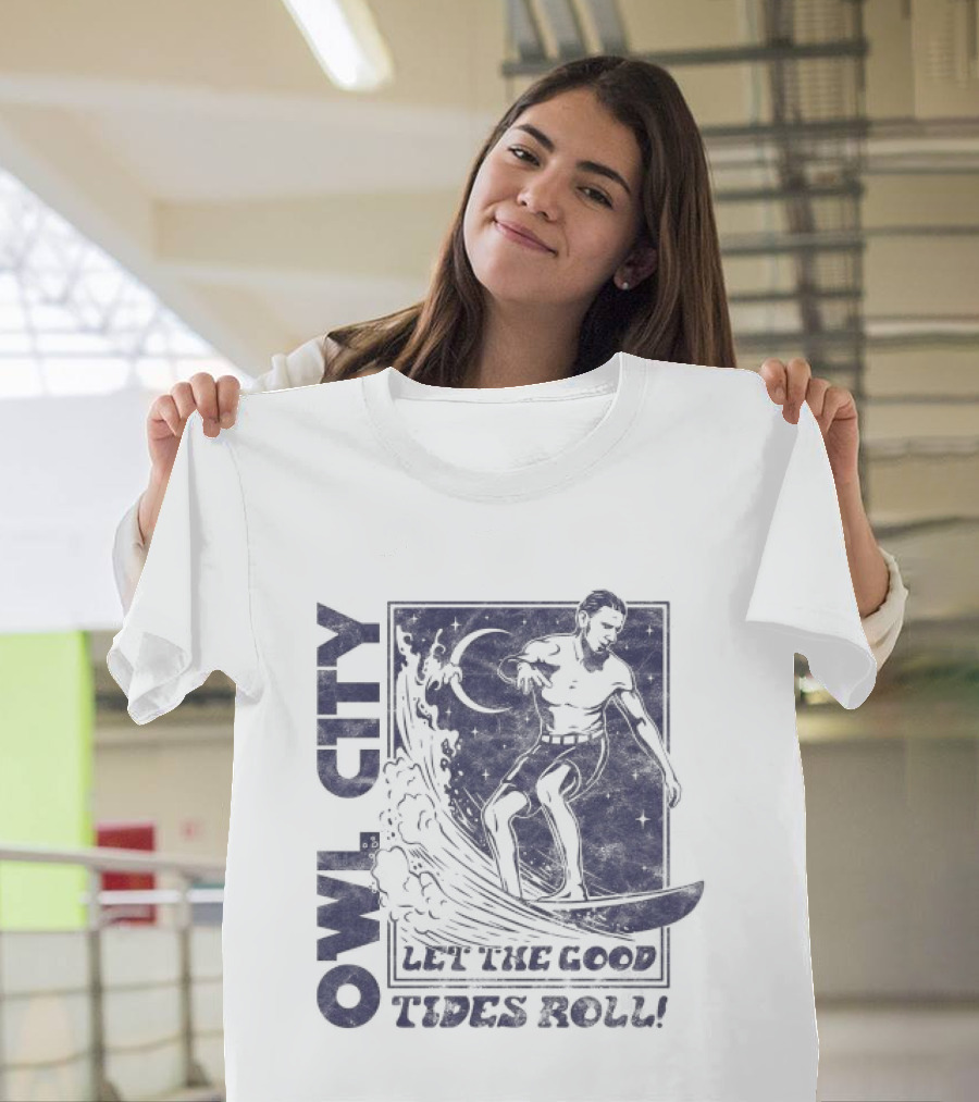 Owl City Let The Good Tides Roll Surfer Wave Adventure T-Shirt