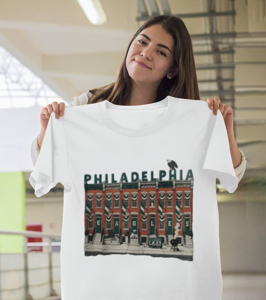 Philadelphia Eagles Birds On The Block Rowhouses T-Shirt