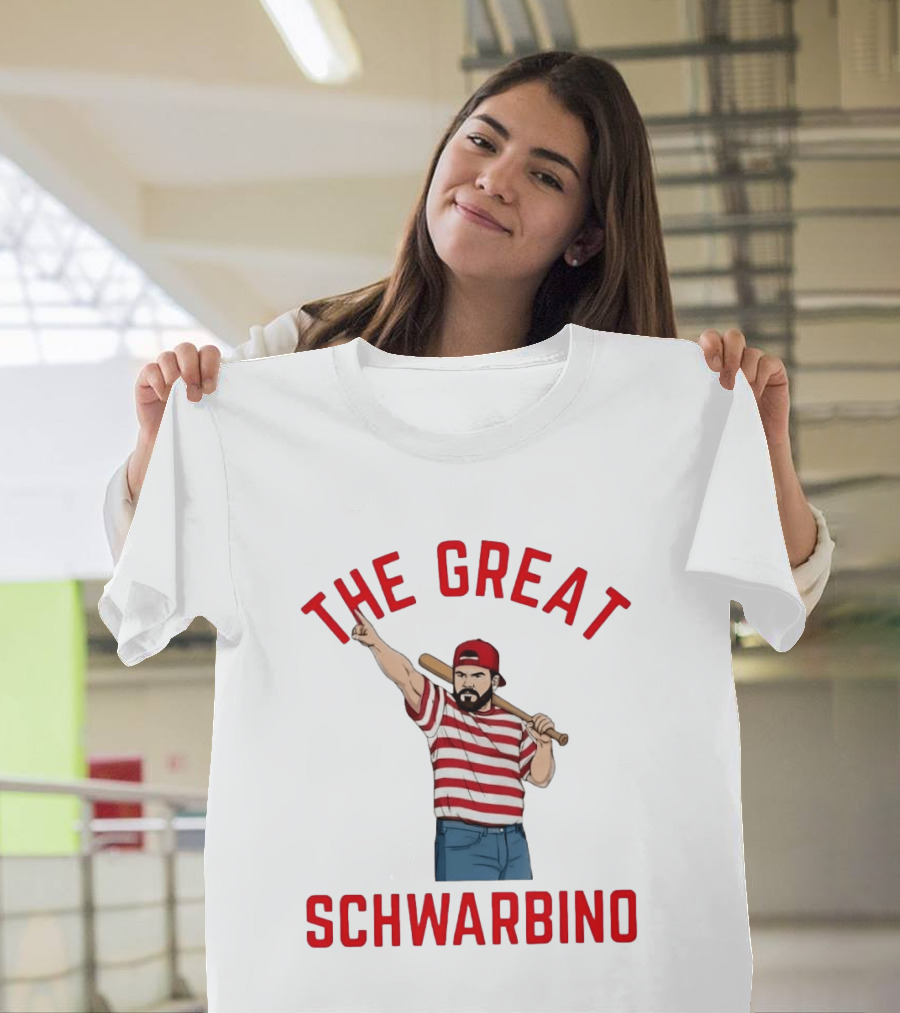 Philadelphia Phillies The Great Schwarbino Baseball Player Stripes And Bat T-Shirt