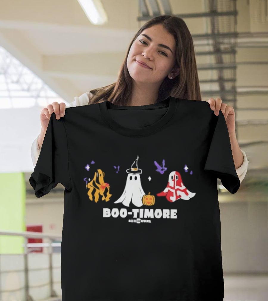 Boo Timore Halloween Ghost Crab Pumpkin Pelican Ravens Orioles T-Shirt