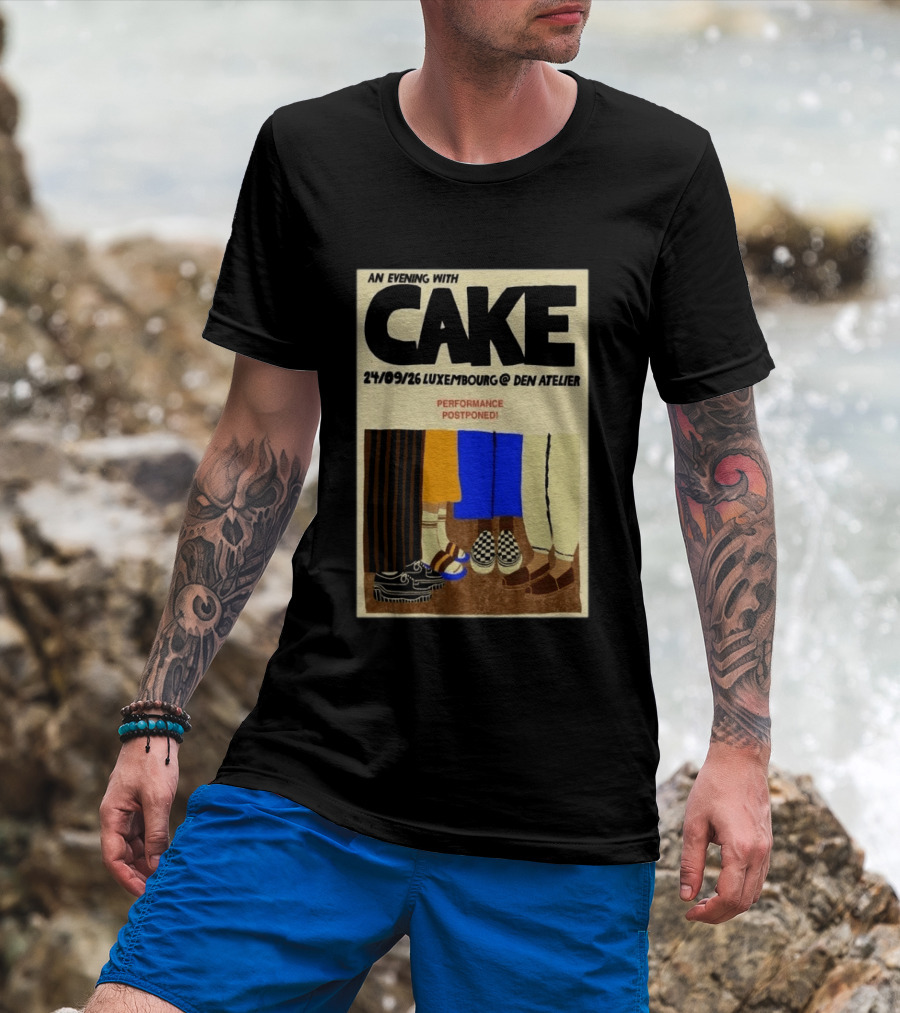 An Evening With CAKE Luxembourg Den Atelier Sep 24 2026 Performance Postponed T-Shirt