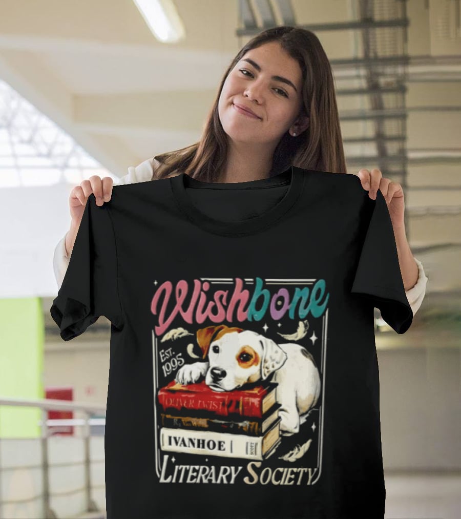 Wishbone Jack Russell Terrier Literary Society Ivanhoe Aaron Twist Books T-Shirt