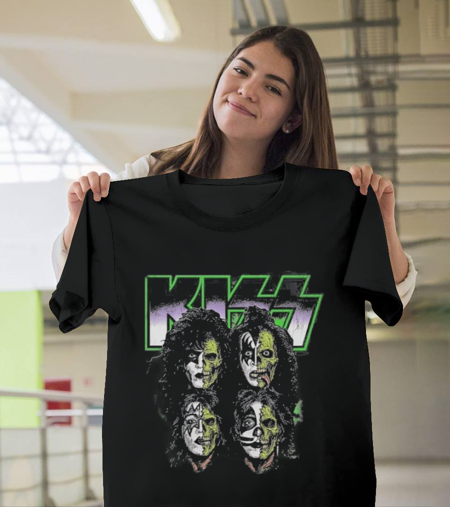 Kiss 2026 Halloween Zombie Band Members Costume Faces T-Shirt